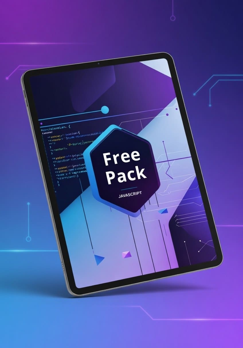Tablet displaying JavaScript course named 'Free Pack'