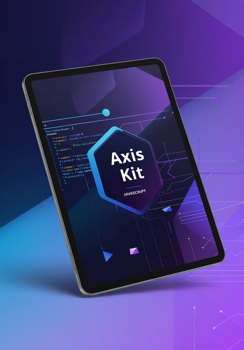 Tablet displaying 'Axis Kit' JavaScript course 