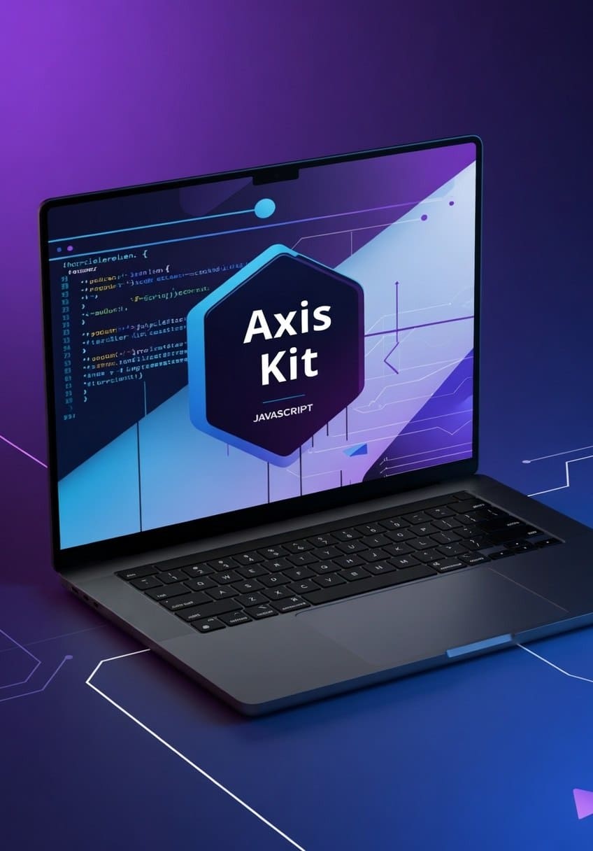 Laptop displaying 'Axis Kit' on a blue and purple gradient background