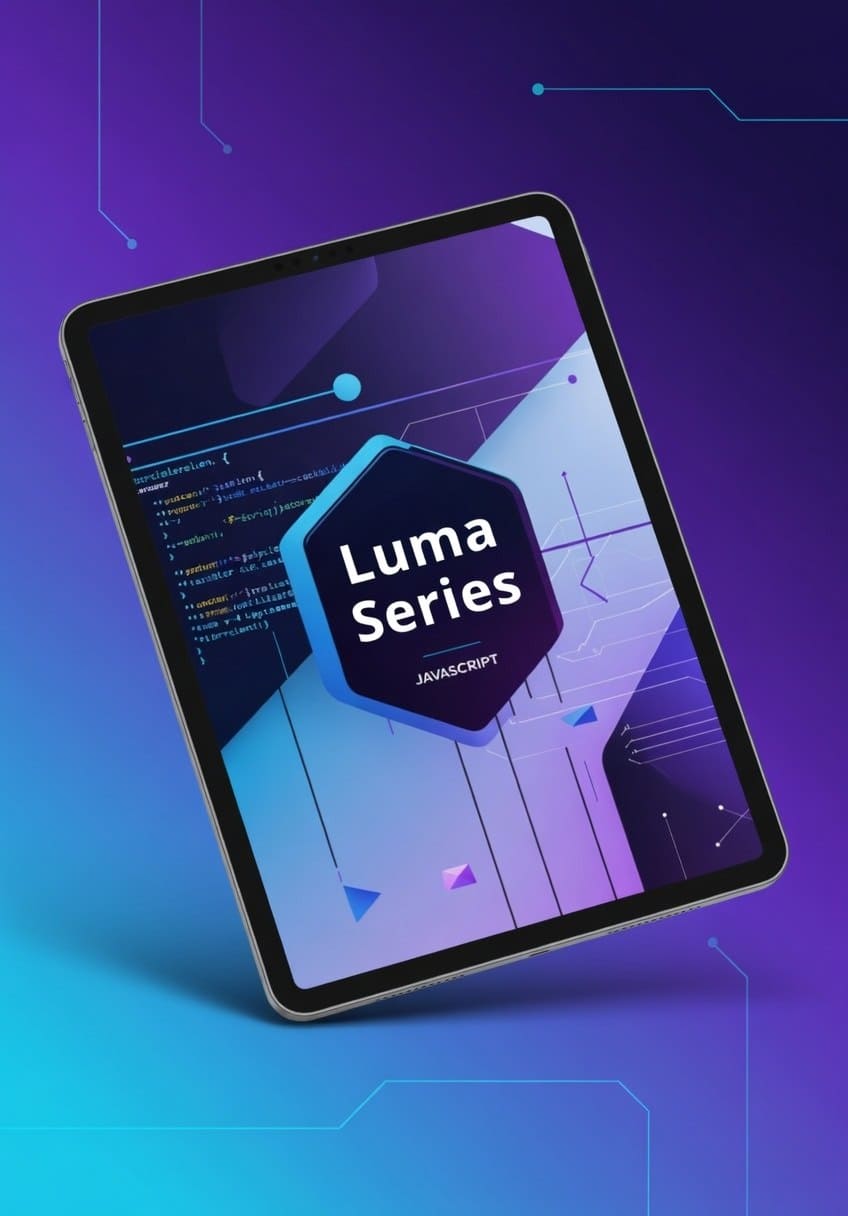 Tablet displaying JavaScript course named 'Luma Series'