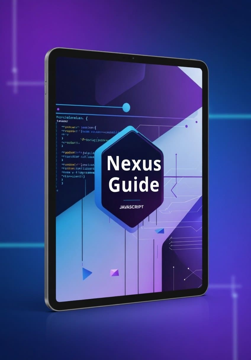Tablet displaying JavaScript course named 'Nexus Guide'