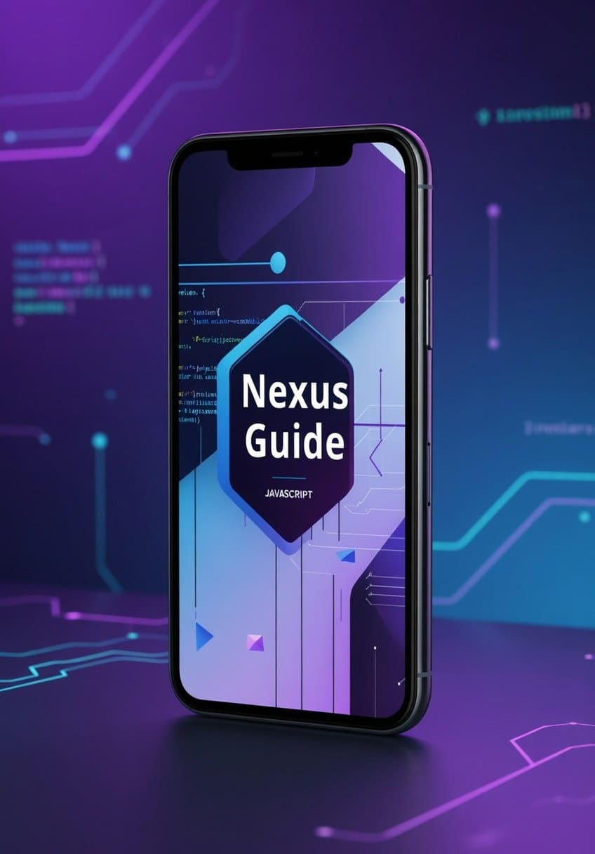 Phone displaying JavaScript course named 'Nexus Guide'