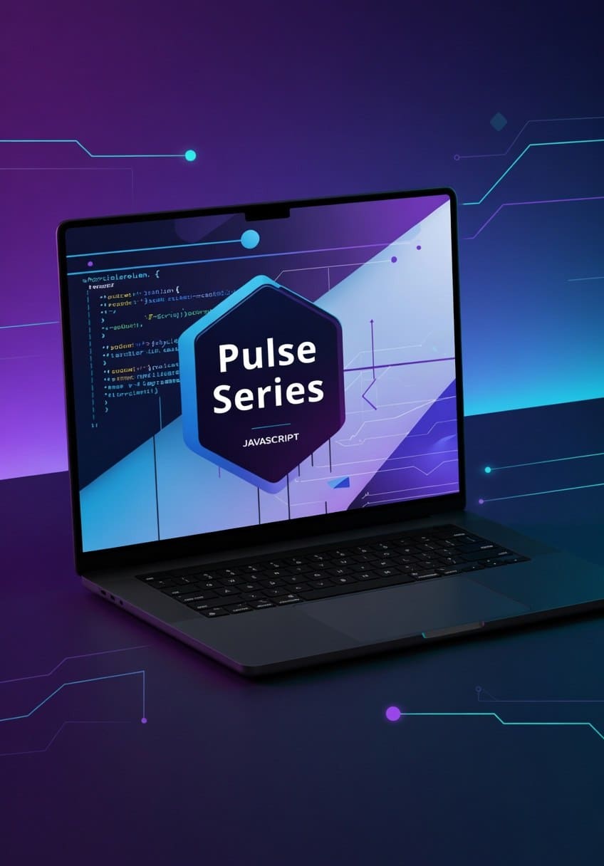 Laptop displaying JavaScript course named 'Pulse Series'
