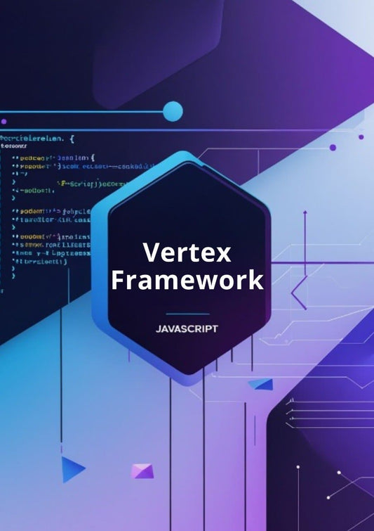 Vertex Framework branding on a blue and purple tech-themed background